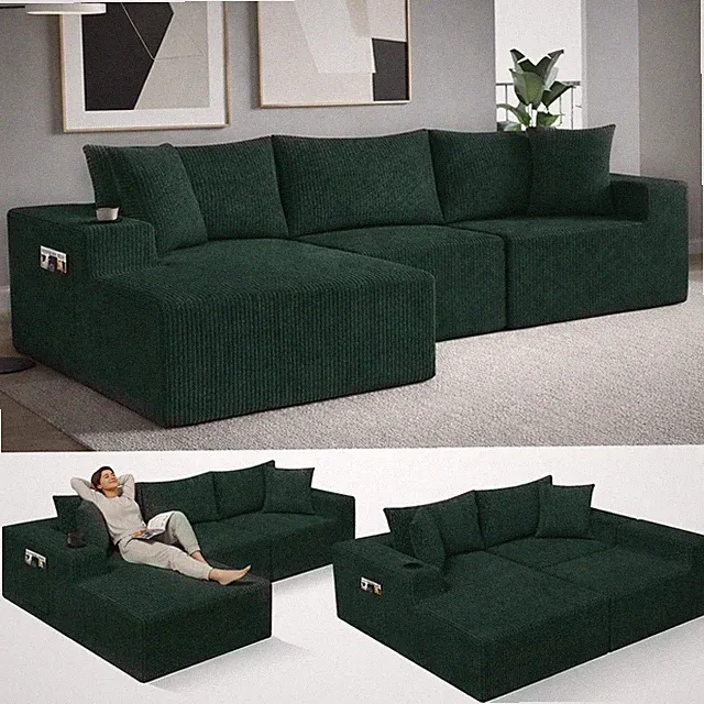 Plush Boneless Cloud L-Shaped Sofa - Perfect for Relaxing & Entertaining