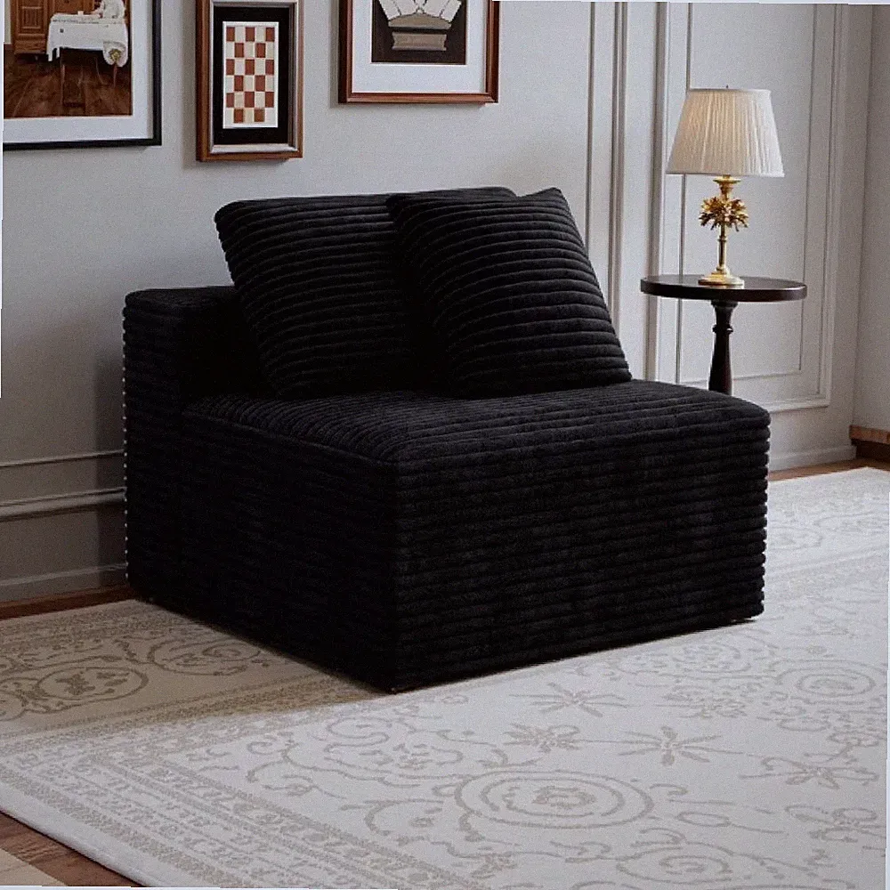 Plush Corduroy Modular Sectional Sofa No Assembly Single Seat Cloud Couch