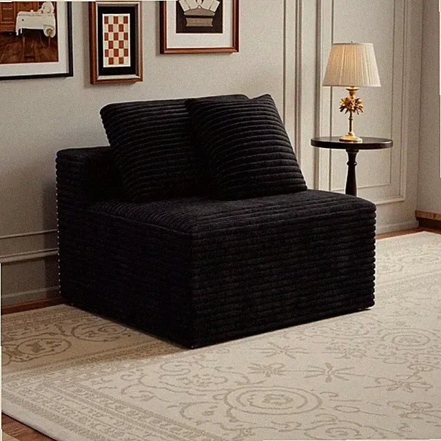Plush Corduroy Modular Sectional Sofa Reversible Chaise Ready To Use