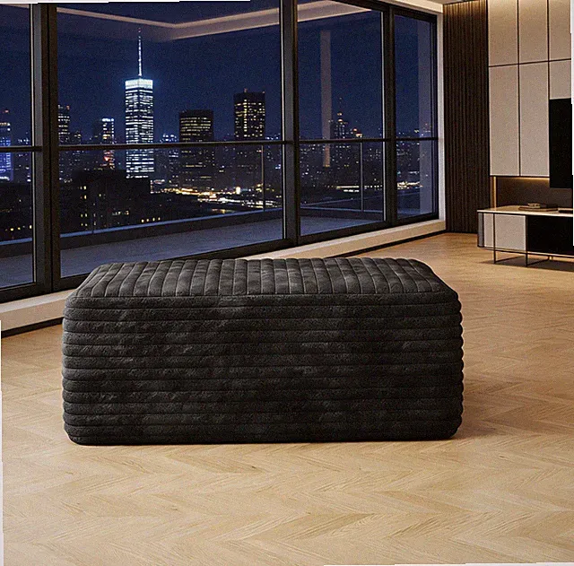 Plush Corduroy Ottoman 37.4" Upholstered Modular Footrest Stool No Assembly