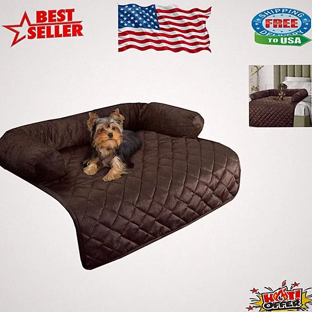 Plush Diamond Quilted Dog Couch Protector - 30.5"x32" Water Resistant Design