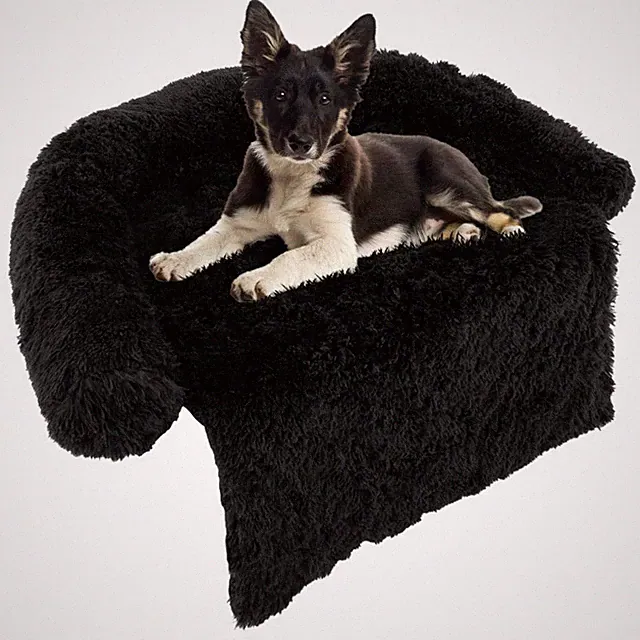 Plush Dog Calming Couch Bed Soft Mat Dog Sofa Bed w/Removable and Washable Cover
