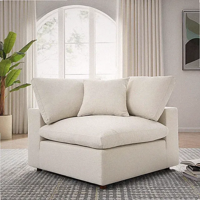 Plush Down-Filled Overstuffed Upholstered Corner Sectional Chair