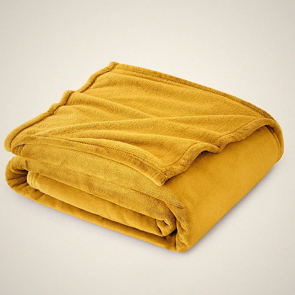Plush Gold Throw Blanket 300GSM, Lightweight For Sofa Bed Toddlers