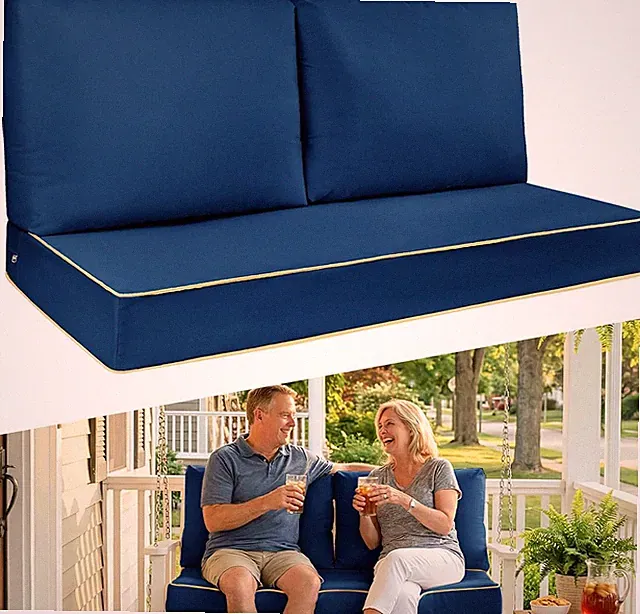 Plush Outdoor Sofa Cushion Set - Thick Foam Pillows for Patio & Garden (Blue)