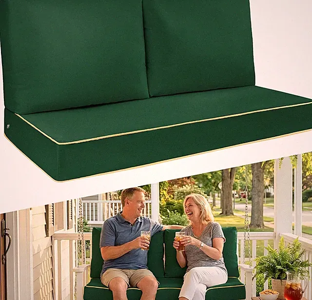 Plush Outdoor Sofa Cushion Set - Thick Foam Pillows for Patio & Garden (Green)