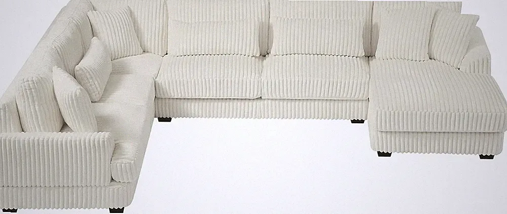 Plush Oversized U-Shaped Sectional Sofa with Chaise and 7 Toss Pillows