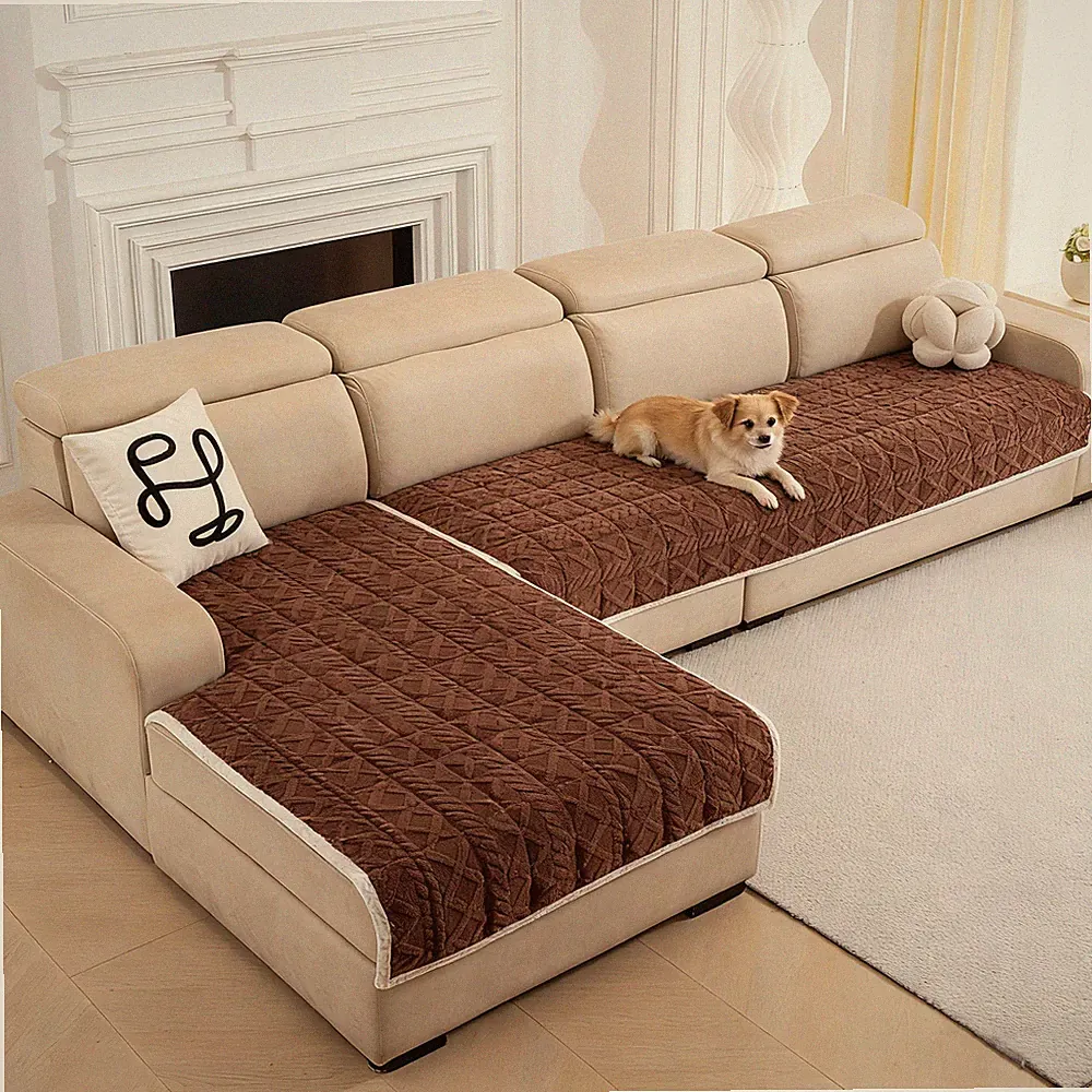 Plush Sectional Couch Cover for Pets,2 Pieces L Shaped Sofa Covers for Cats &...