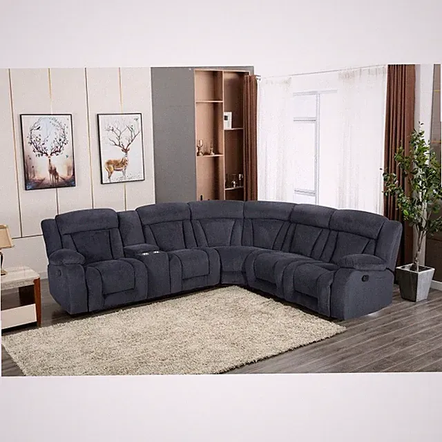 Plush Velvet Manual Reclining Modular Sectional Sofa W/ Storage & Cup Holders