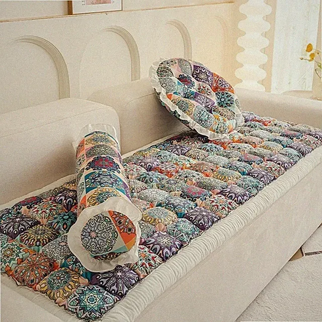 Plush Velvet Sofa Cushion Pastoral Style Seat Dust Cover PP Cotton with Fillings