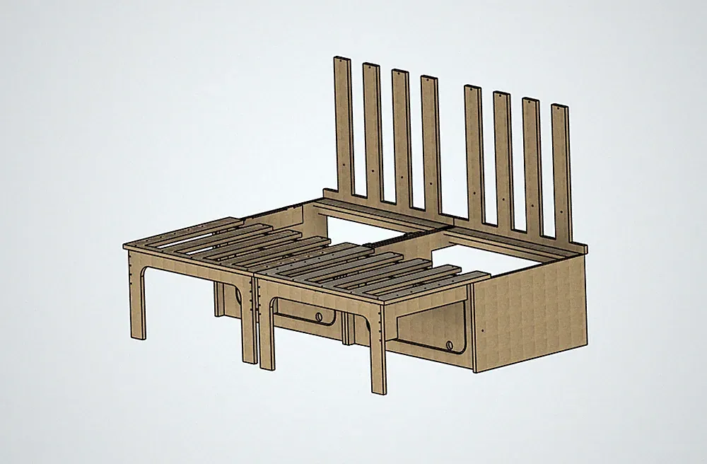 PLYWOOD Sliding bed lift up lid Camper sofa bed for VW Ford Peugeot