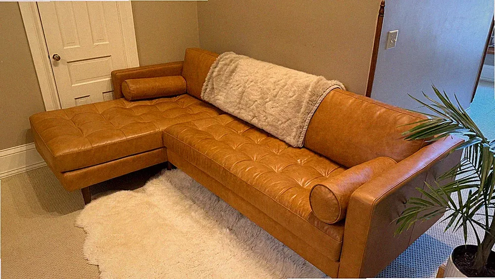 Poly & Bark Napa 104.5" Left-Facing Sectional Sofa - Full Grain Genuine Italian