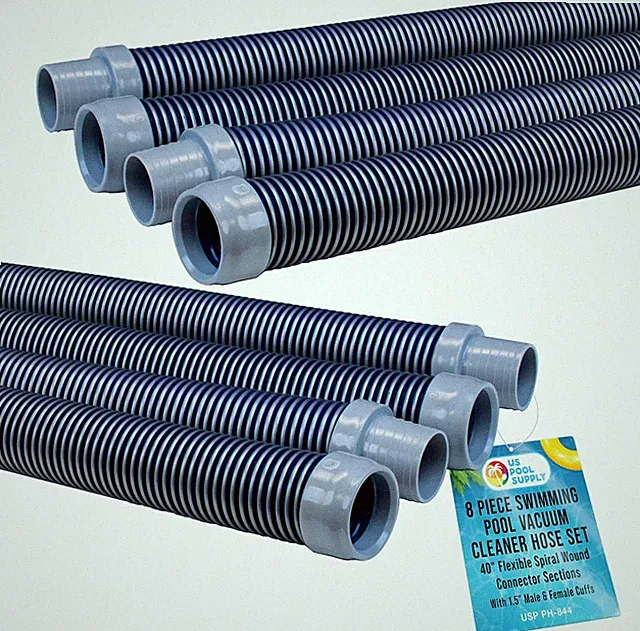 Pool Vacuum Hose, 8 Piece Pool Hose Set - 40" Blue Flexible Spiral Wound Connect