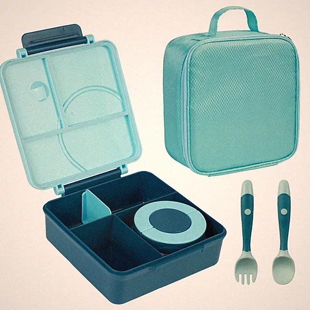 PoppiKids, Bento Lunch Box Set with Thermos Food Jar, 4 Section, BPA free