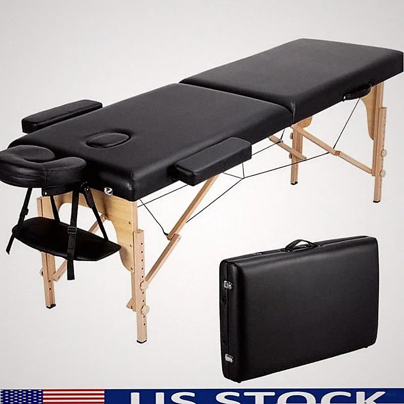 Portable Adjustable Wooden Massage Table Foldable Spa Couch Tool-Free Assembly