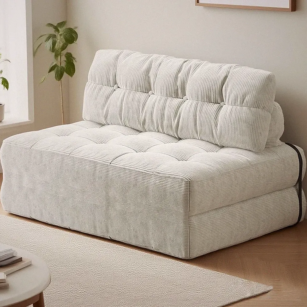 Portable Folding Sofa Bed Floor Couch,Corduroy Chair with Pillow for Small Space