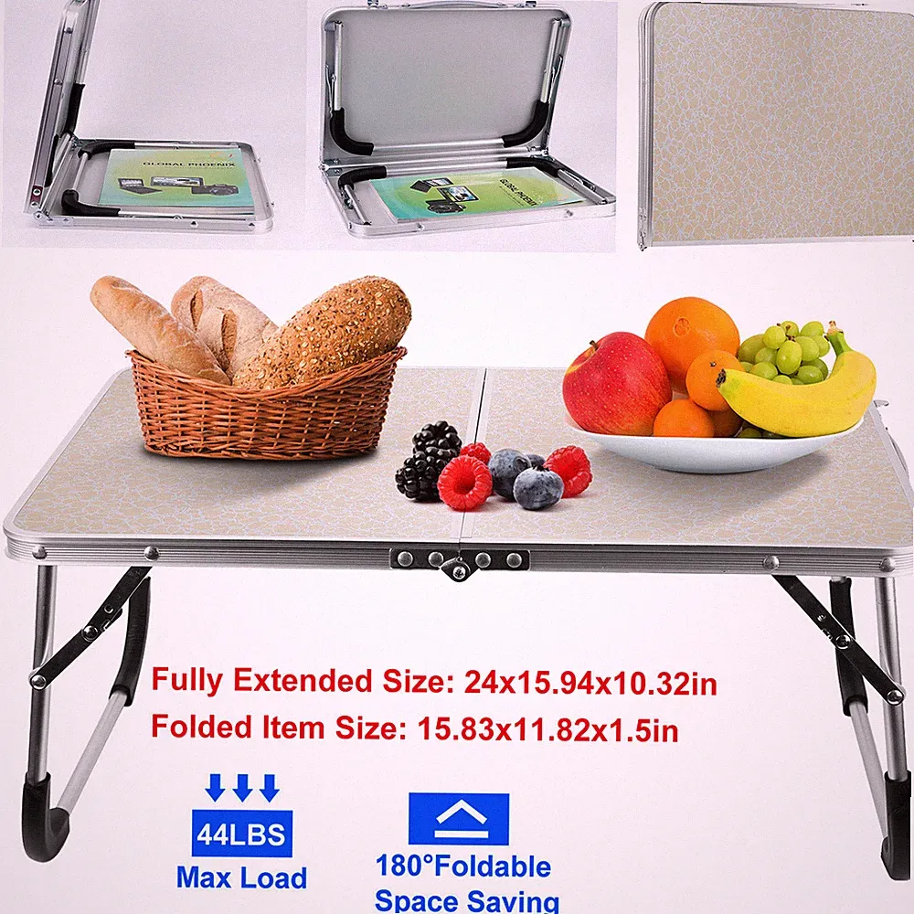 Portable Mini Foldable Picnic Camping Table Aluminum Sofa Bed Laptop Desk Tray