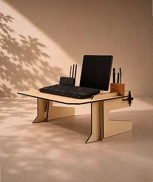 Portable Wood Small Bed Desk for Home, Modern Sofa Desktop with Italian Design