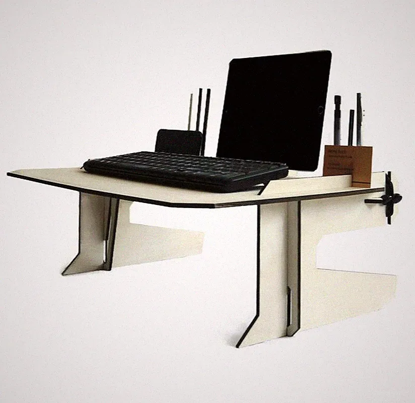 Portable Wood Small Bed Desk for Home, Modern Sofa Desktop with Italian Design