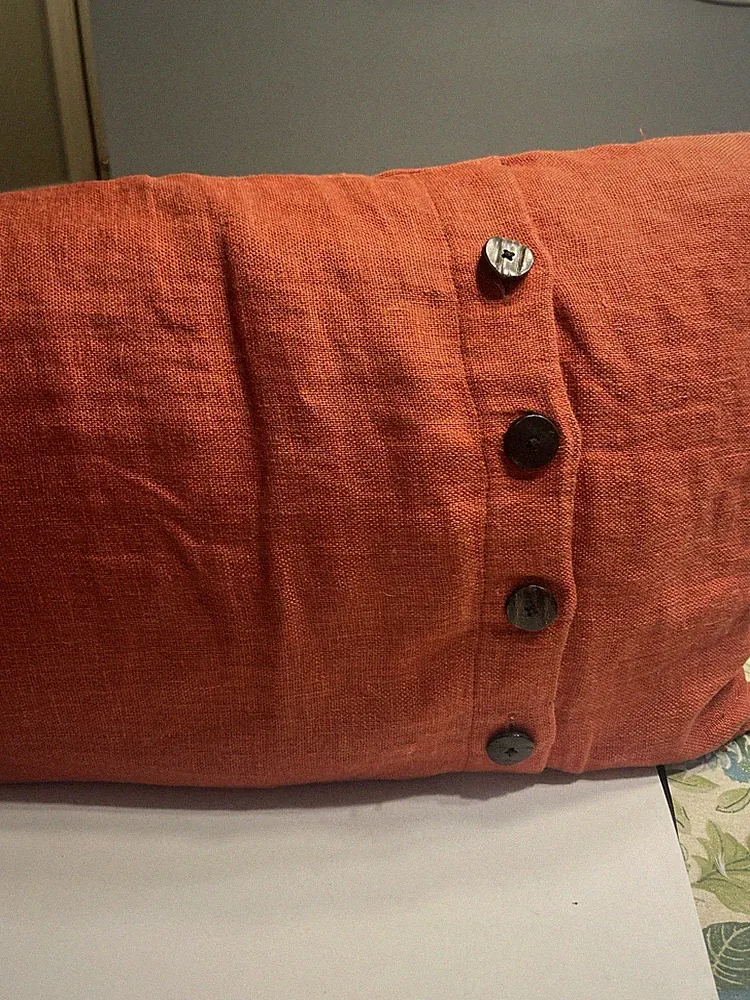 Pottery Barn 100% Linen 16x26” Throw Pillow Rusty Orangish Red Sofa Bed