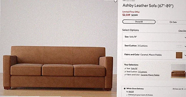 Pottery Barn Ashby Leather Sofa INDIVIDUAL SEAT COVER ONLY Caramel, Mason Pebble