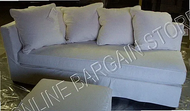 Pottery Barn Gavin Left Arm Down Sectional Sofa pillows Natural Canvas Slipcover