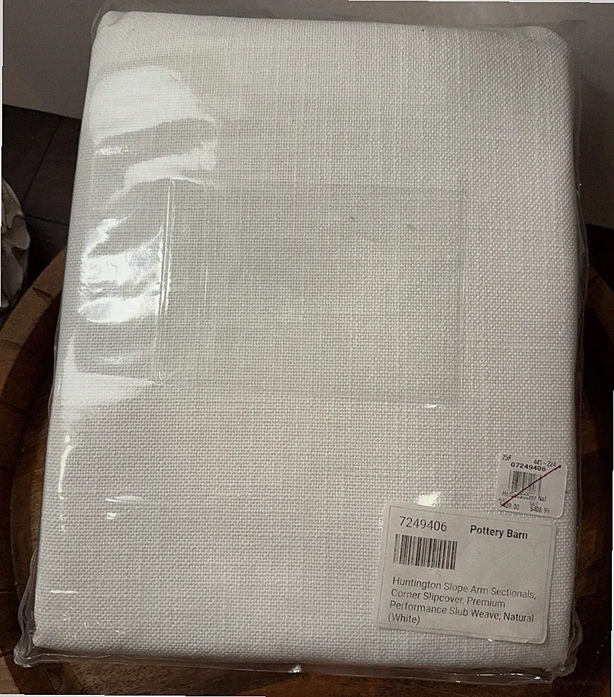 Pottery Barn Huntington Sunbrella Slope Arm Sectional Corner Slipcover WHITE 3PC