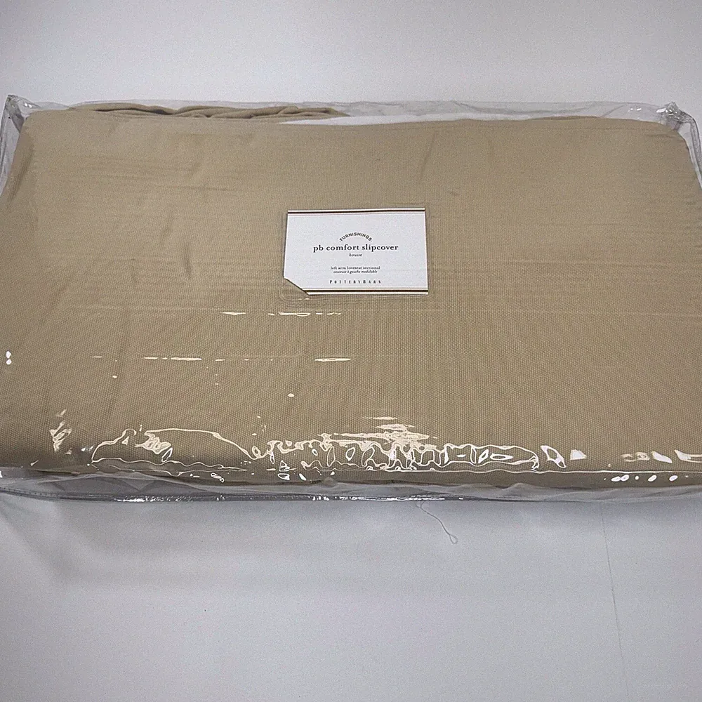 Pottery Barn Left Arm Loveseat Sectional PB Comfort Slipcover Housse Beige HNY