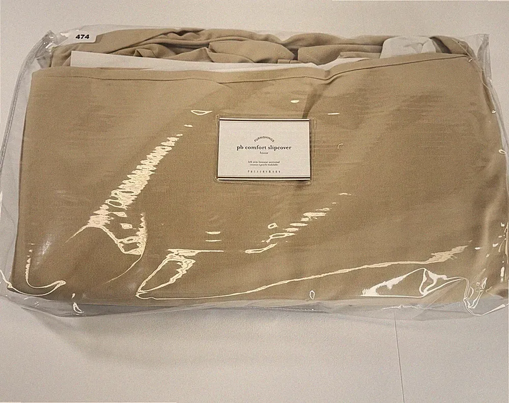 Pottery Barn Left Arm Loveseat Sectional PB Comfort Slipcover Housse Beige HNY
