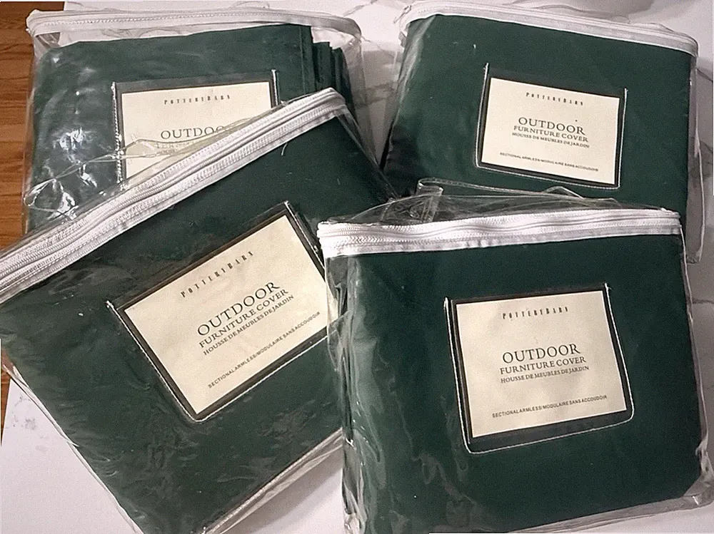 Pottery Barn Outdoor Furniture Cover Sectional Armless Green Lot Of 4
