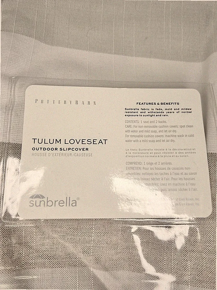 Pottery Barn Tulum Loveseat Cushion Slipcovers Outdoor Stripe Sunbrella 3Pc