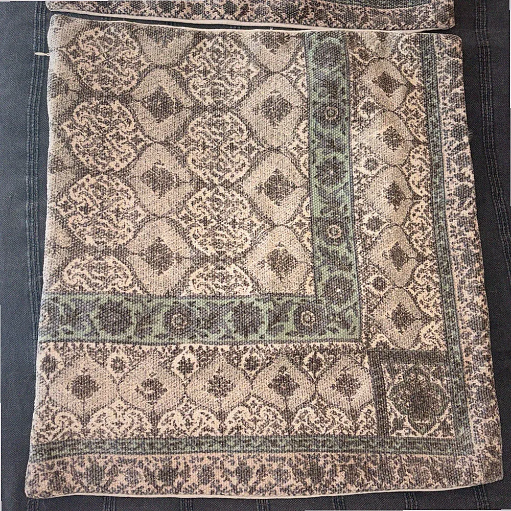 Pottery Barn Vesper Block Print 22" Pillow Covers Shams Set of 2 Rare Bed Couch