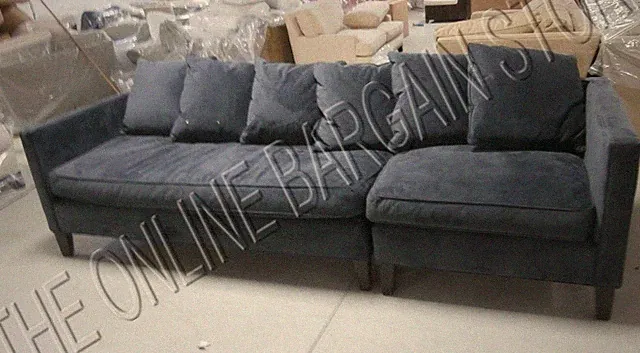 Pottery Barn West Elm Dunham Toss Back Sectional Sofa Chair Velvet Shadow 2 PC