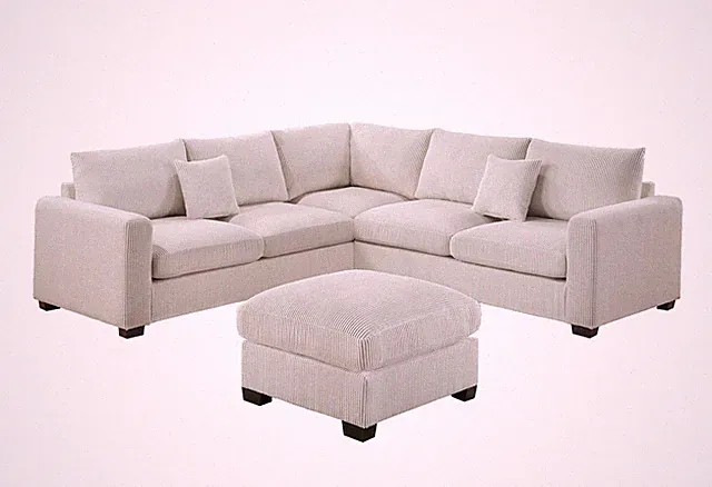 Poundex Foam-Filled 4-Piece Sectional Sofa in Soft Ivory Finish