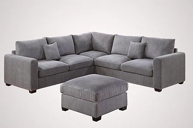 Poundex Foam-Filled 4-Piece Sectional Sofa in Soft Light Gray