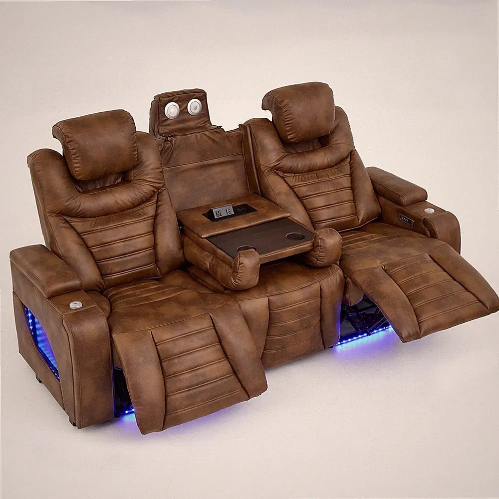 Power Loveseat Recliner Sofa Home Theater Seat w/Adjustable Headrest&Tray Table