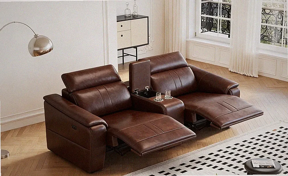 Power Loveseat Recliner Sofa, Reclining Sectional Sofa with Adjustable Headres