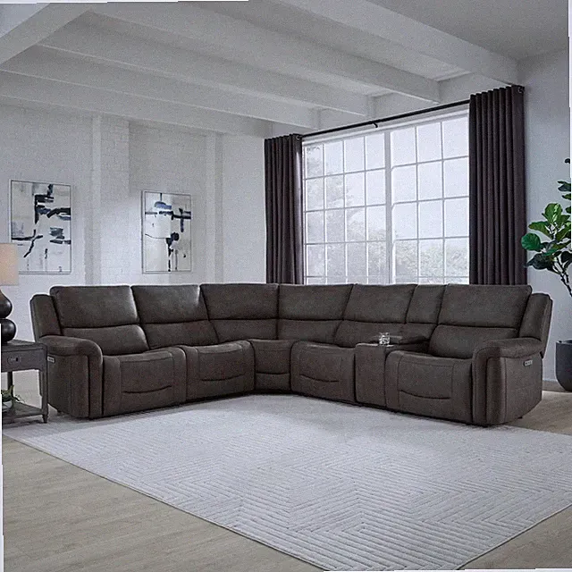 Power Reclining Sectional Sofa Power Headrests Footrests 6-USB Ports SOFT Fabric