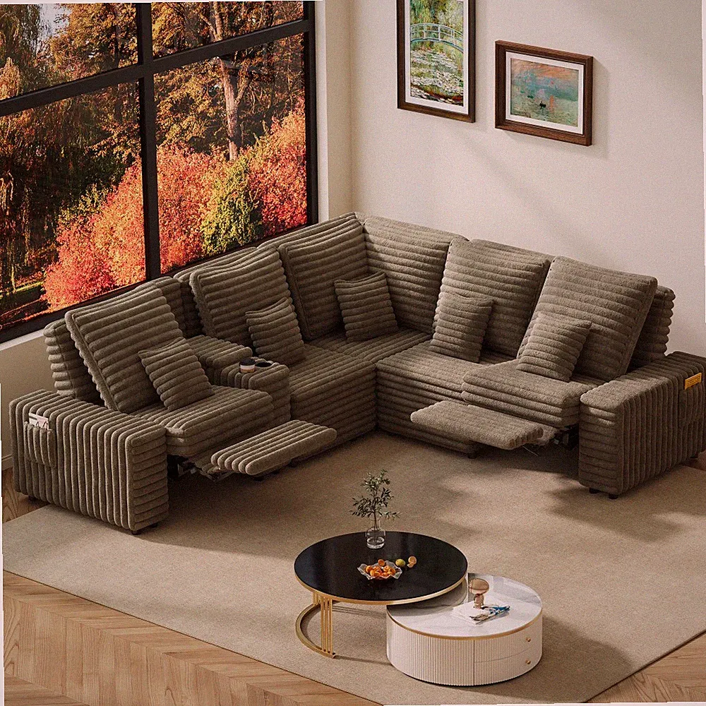 Power Reclining Sectional Sofa Wall Hugger L Shaped Couch USB Storage Console