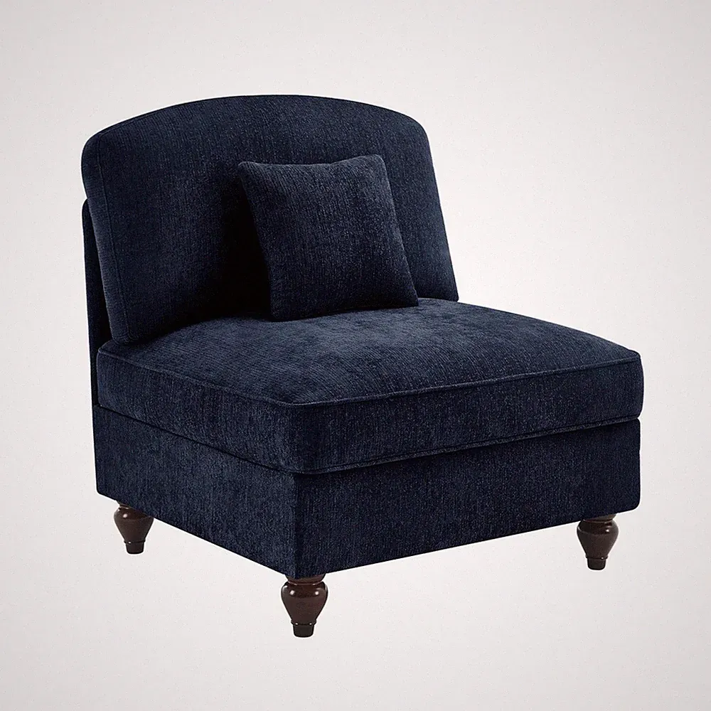 Premium Blue Chenille Sofa with Multi-Configurable Sections, Detachable Skirts