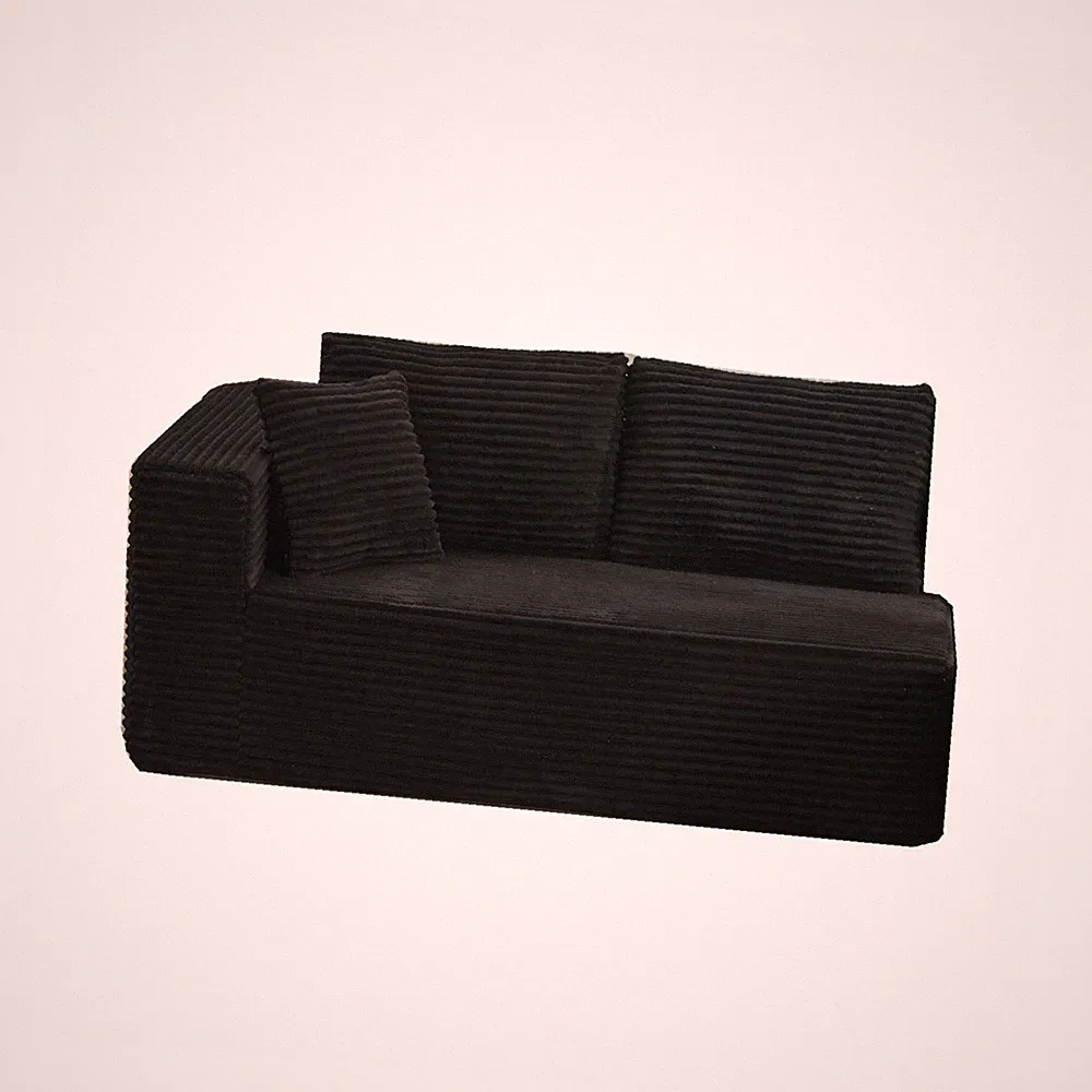 Premium No-Assembly Sofa - Black L-Shaped Design for Apartments & Family Rooms