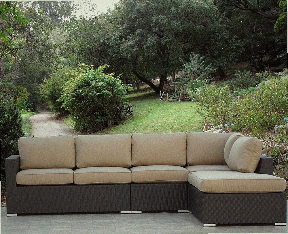 Premium Outdoor Patio Woven Wicker Sectional Modular Set with Sunbrella Cushions