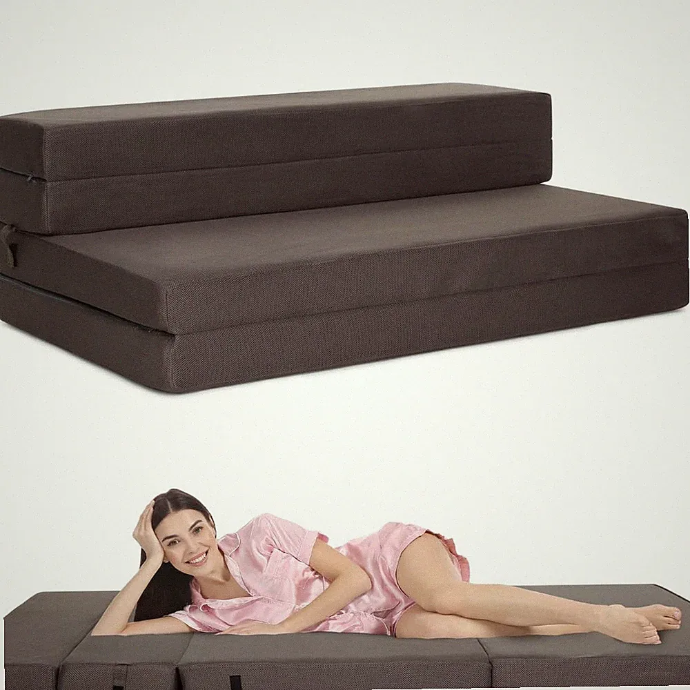 Premium Tri-Fold Mattress by | Folding Foam Mattress Sofa Bed with Washable C...
