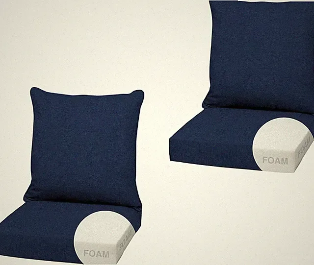 Premium Weather-Proof Deep Seat Cushions 2-Pack, Sapphire Blue, 22x24
