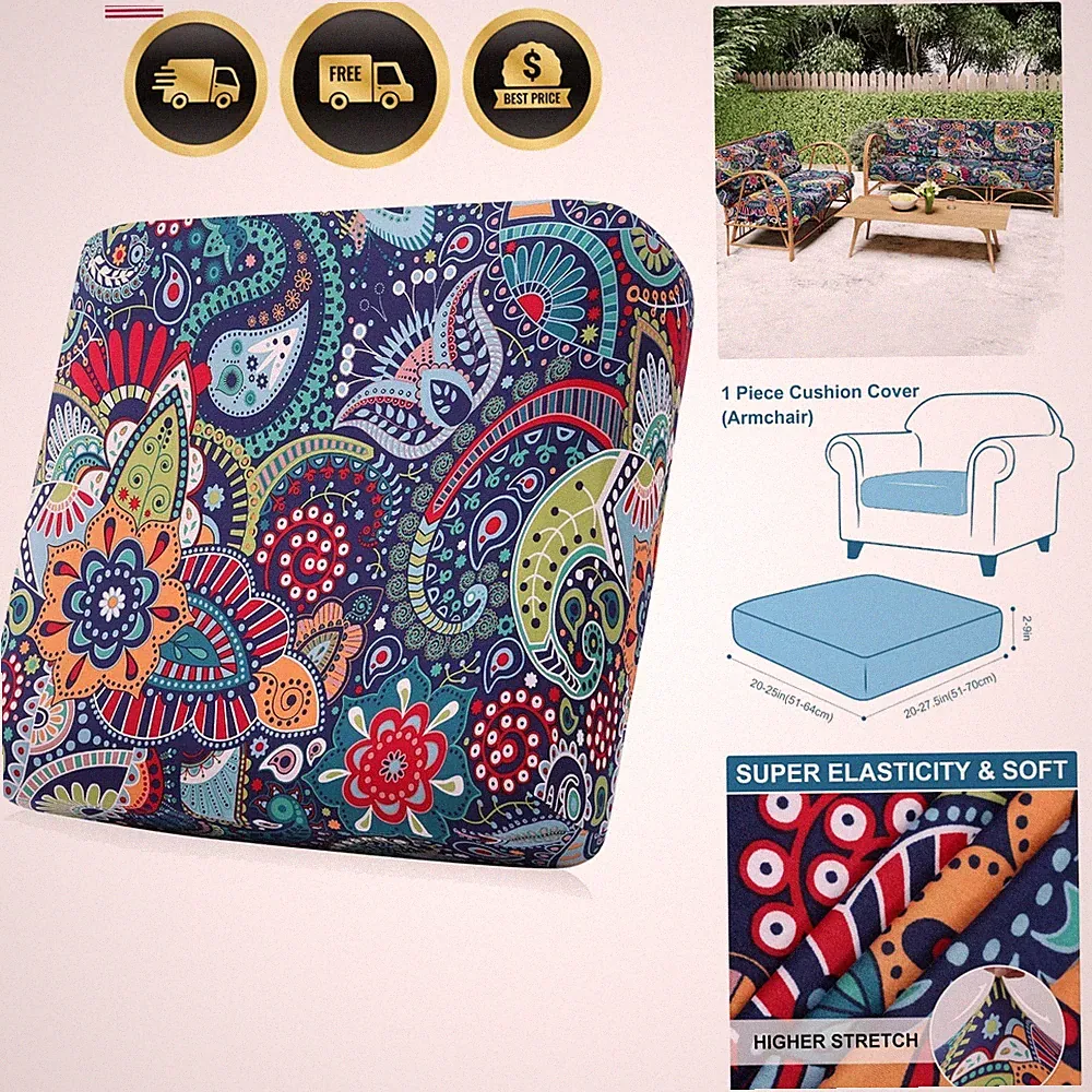 Printed Couch Cushion Covers, Stretch Soft Couch Covers for Sofa, Washable No...