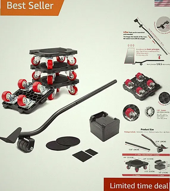 Professional Furniture Lifter & Dolly Set - 660 lb Capacity, Scratch-Free Wheels