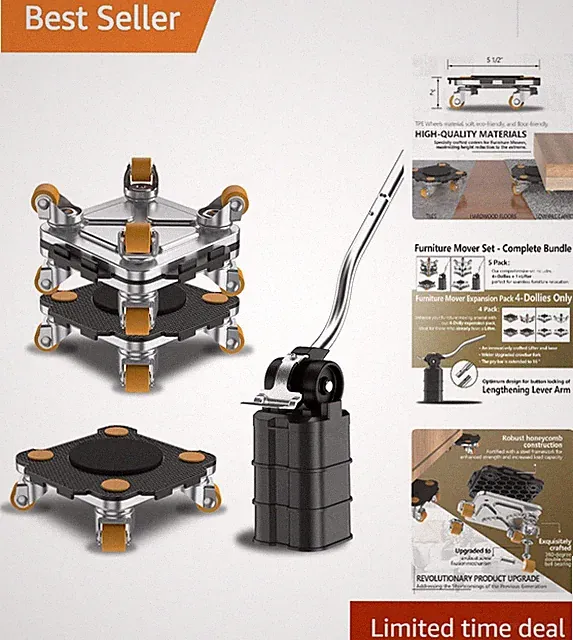 Professional Furniture Mover with Wheels & Ergonomic Lifting System - Black