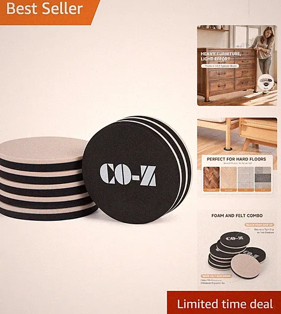 Protect Your Floors: 8pcs 3.5'' Felt Furniture Sliders for Easy Home Rearranging