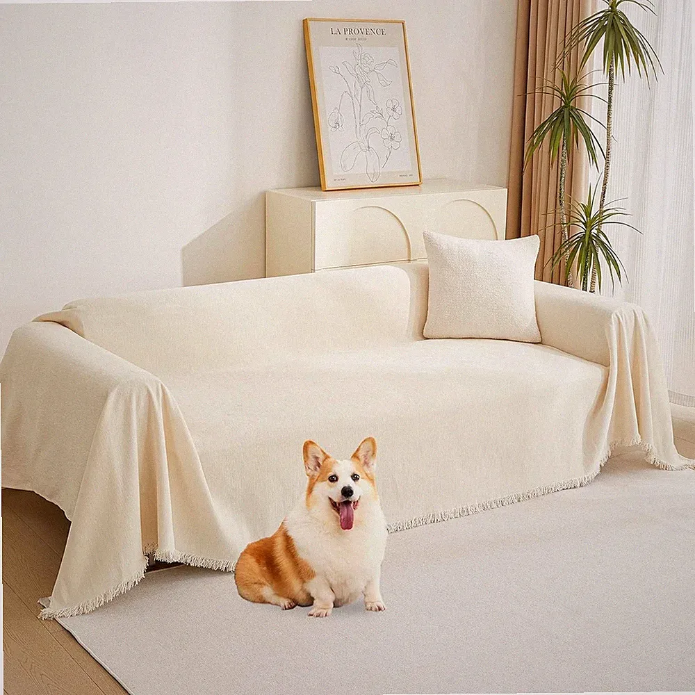 Protective Chenille Sofa Cover for Pets and Kids - Machine Washable, 71” x 118”
