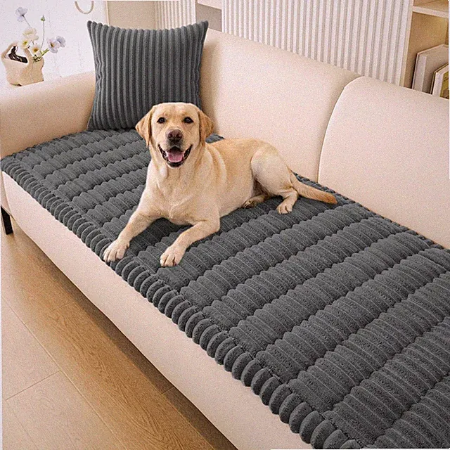 Protective Dark Grey Furniture Cover - Stylish Non-Slip Sofa Protector for Pets
